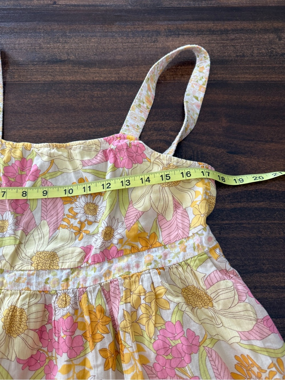 American Eagle Outfitters Yellow and Pink Floral Backless Tiered Sundress - Picture 6 of 6